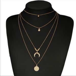 VENUS💫Four Layer Goldtone Moon Neckl…